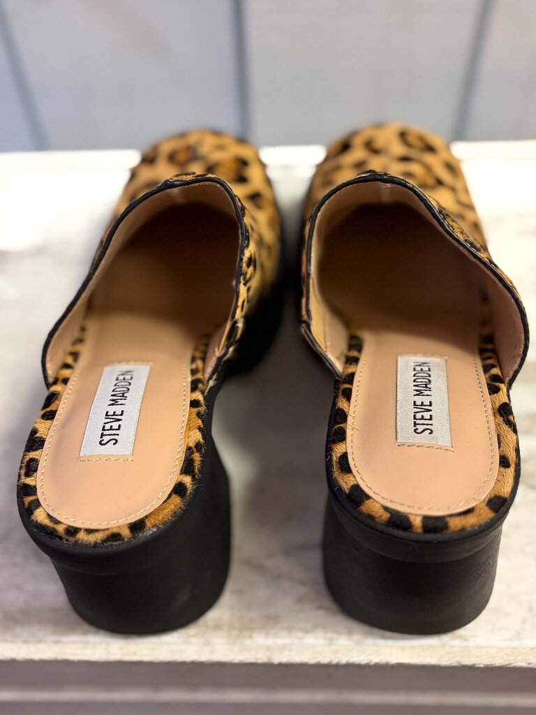 Steve Madden Leopard-Print Calf-Hair Platform Heels - Size 6