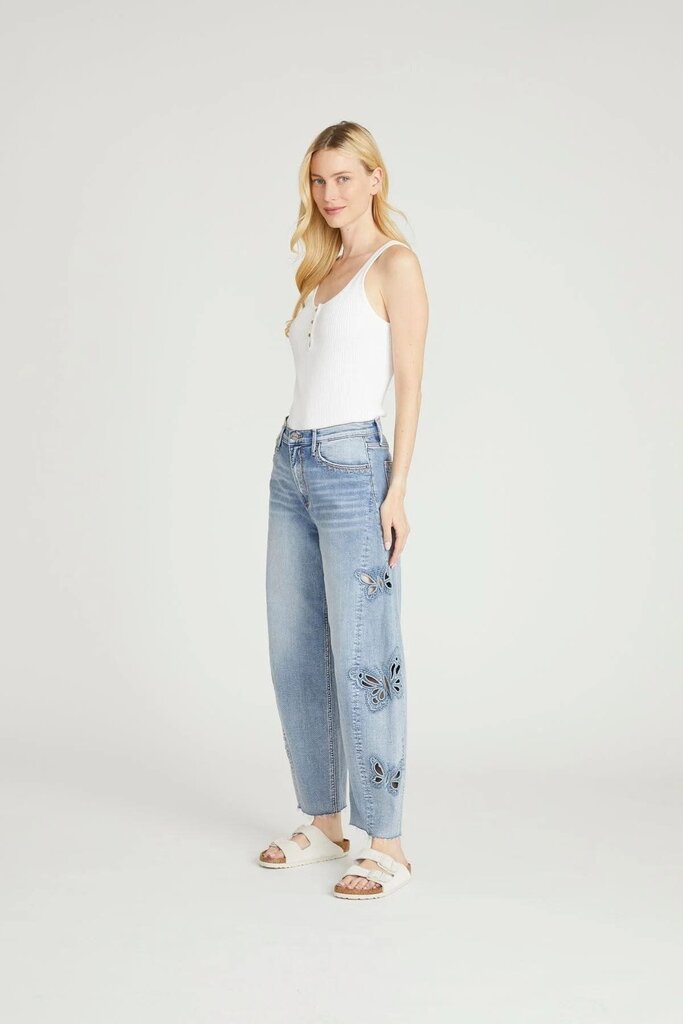 Driftwood Parker Barrel Jeans in Framed Flutters - Size 27 (Retails $198)