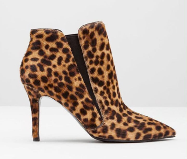 Boden Alice Leopard Print Calf Hair Booties Heels - Size 37
