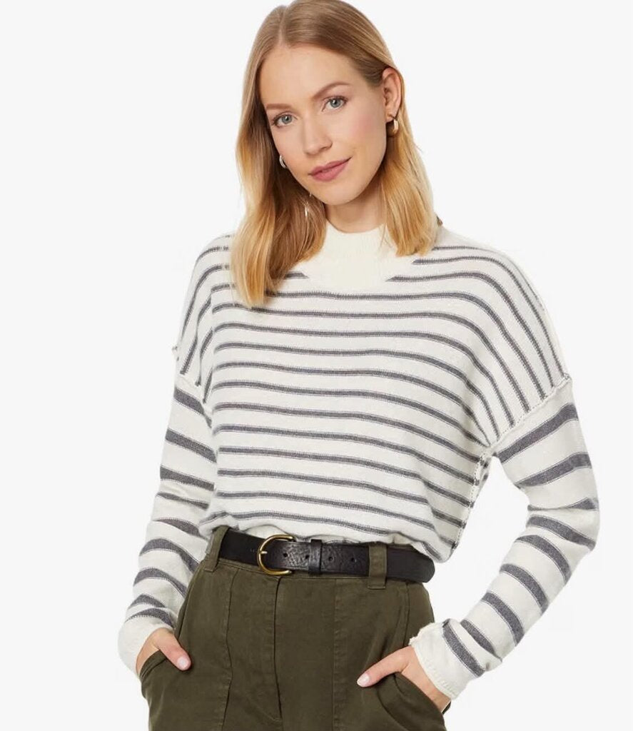 Madewell Stripe-Play Mock Neck Sweater - Size Large