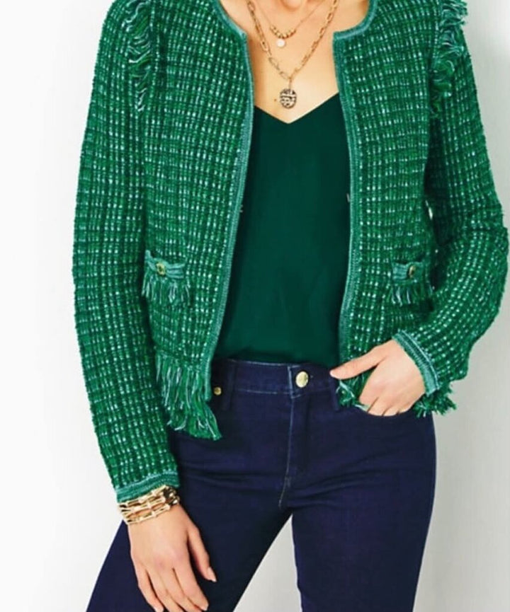 Lilly Pulitzer Green Tweed Simora Jacket - Size XS