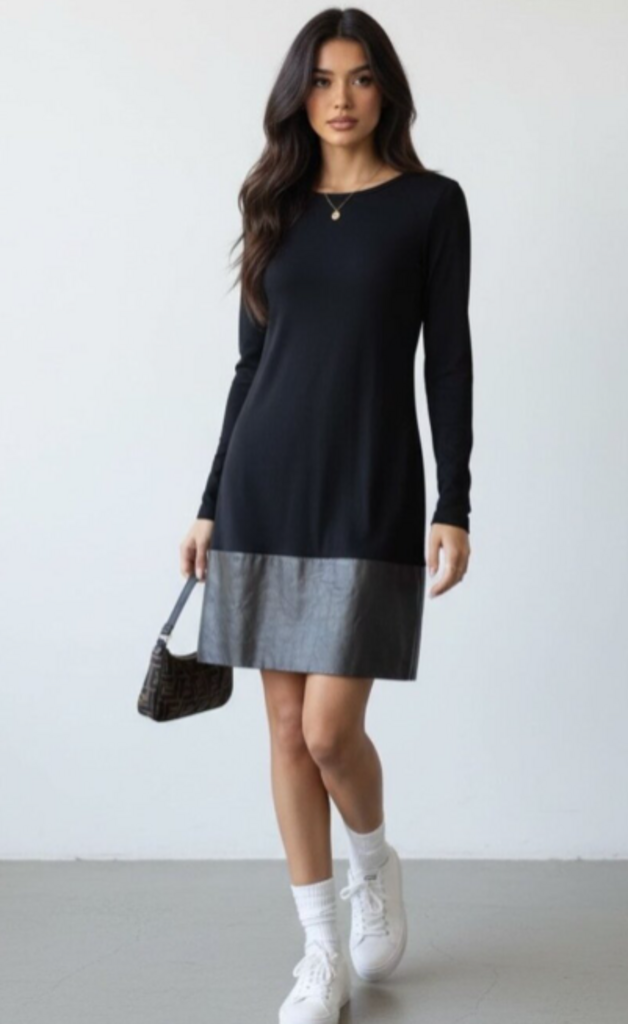 Bailey 44 Faux Leather Drop Waist Dress - Size Medium