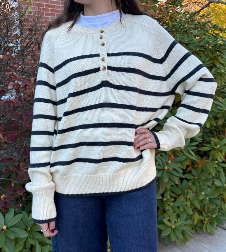 Faherty Striped Henley Sweater - Size XL