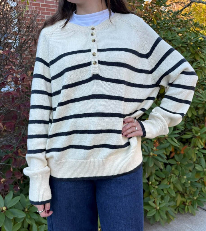 Faherty Striped Henley Sweater - Size XL