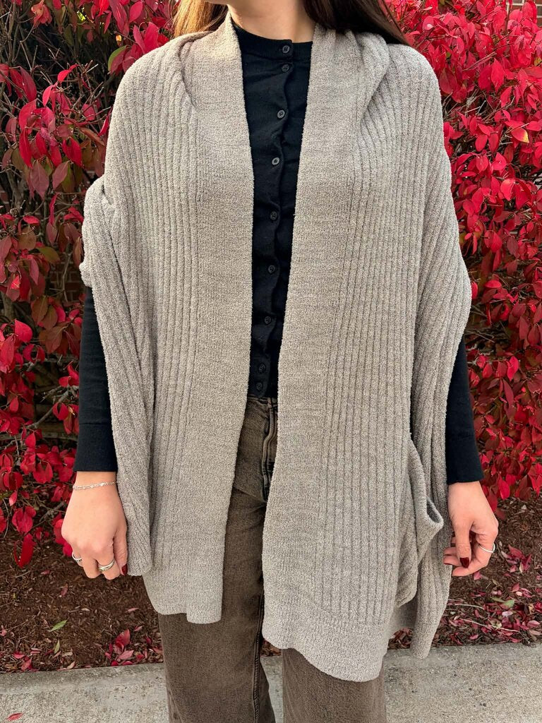 Barefoot Dreams Cozy Chic Lite Draped Open Front Shawl - Size OS