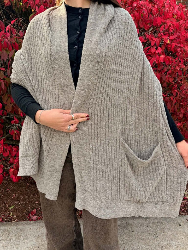 Barefoot Dreams Cozy Chic Lite Draped Open Front Shawl - Size OS