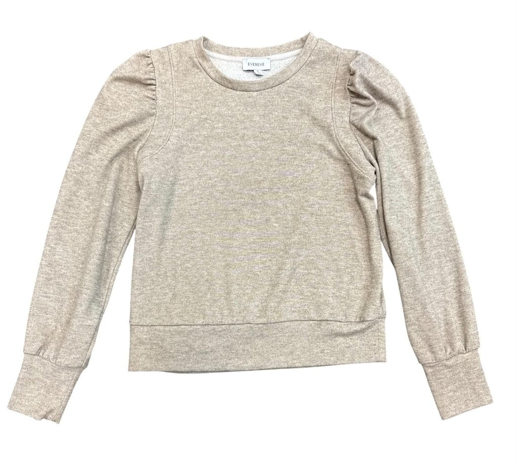 Evereve Stacy Puff Sleeve Heather Pullover Sweatshirt - Size Small