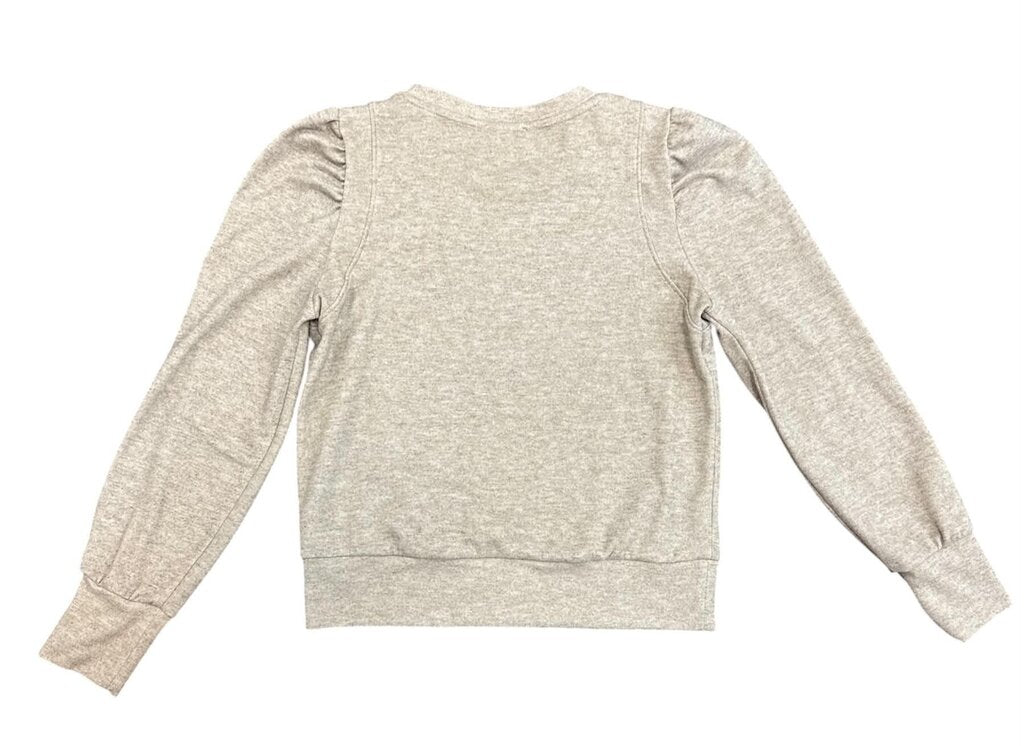 Evereve Stacy Puff Sleeve Heather Pullover Sweatshirt - Size Small