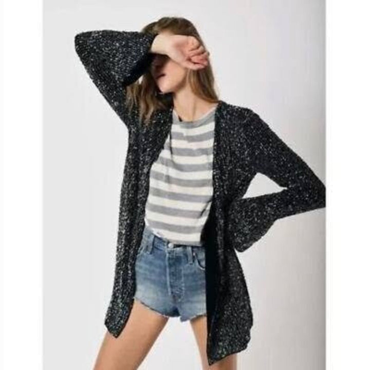 Free People Harley Sequin and Beaded Open Blazer - Size Medium