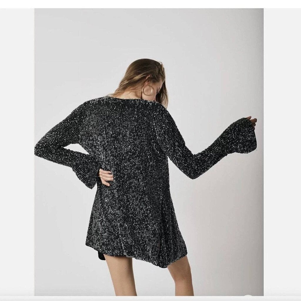 Free People Harley Sequin and Beaded Open Blazer - Size Medium