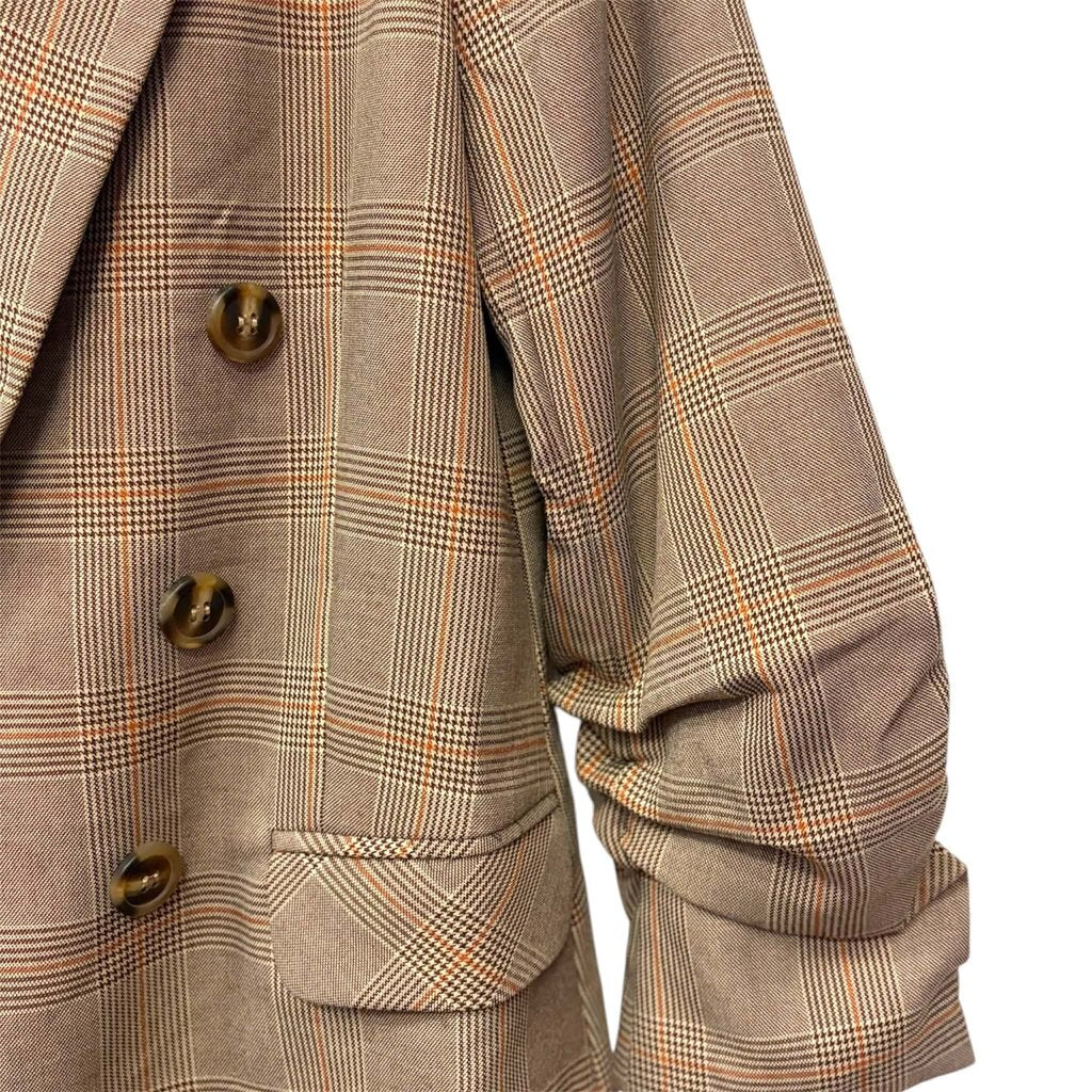 Skies Are Blue Plaid Double-Breasted Blazer - Size Small