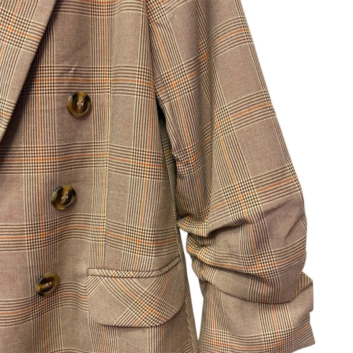 Skies Are Blue Plaid Double-Breasted Blazer - Size Small