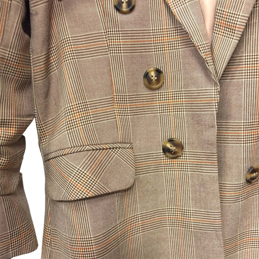 Skies Are Blue Plaid Double-Breasted Blazer - Size Small
