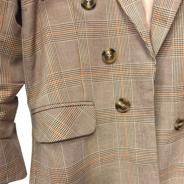 Skies Are Blue Plaid Double-Breasted Blazer - Size Small