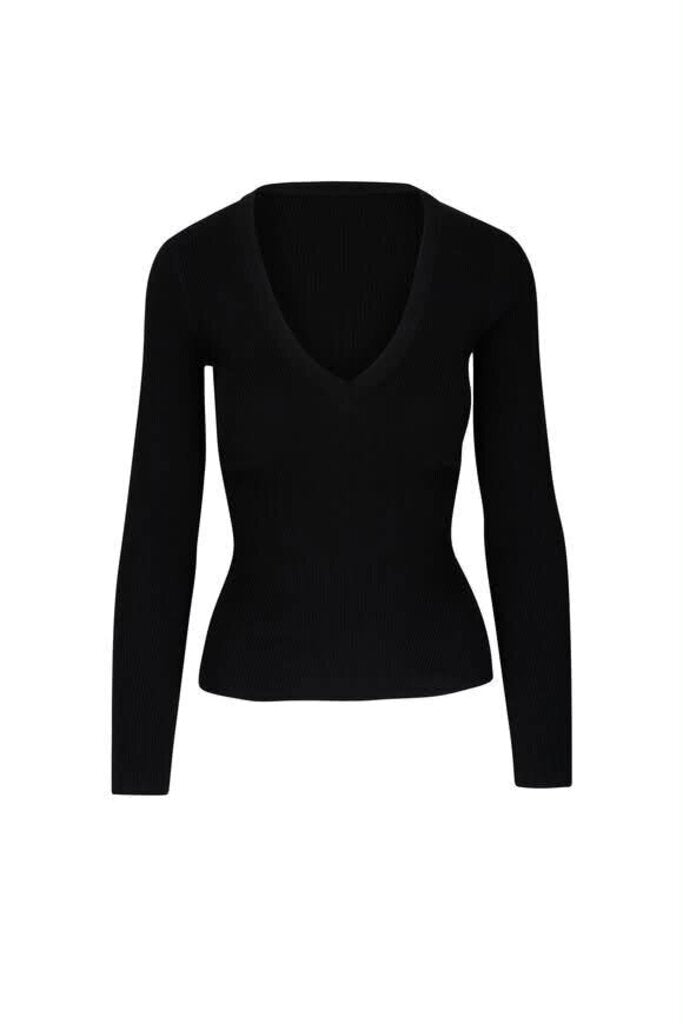 Veronica Beard Callie Black Diagonal Ribbed Sweater - Size XS
