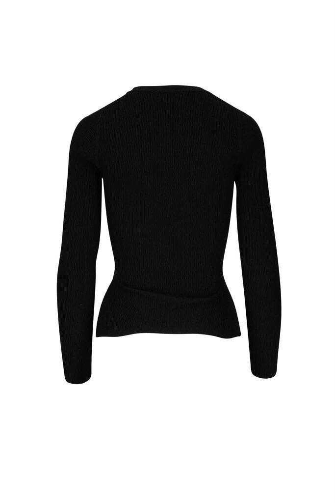 Veronica Beard Callie Black Diagonal Ribbed Sweater - Size XS