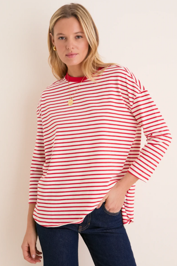 Pomander Place Cherry Striped Knit Popover - Size Small