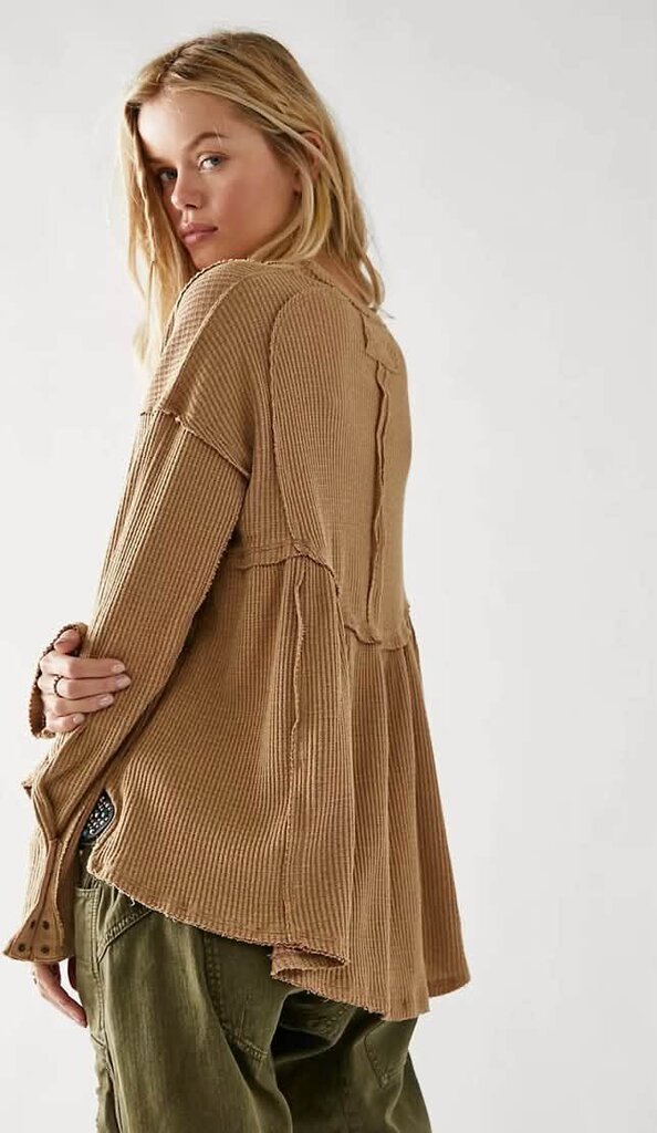Free People Oh My Babydoll Thermal Top In Strawberry Roan - Size Small (Retails For $68)