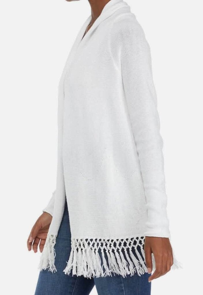 Lilly Pulitzer NWT Tatum Long Fringe Cardigan In Resort White - Size XL (Retails For $118)