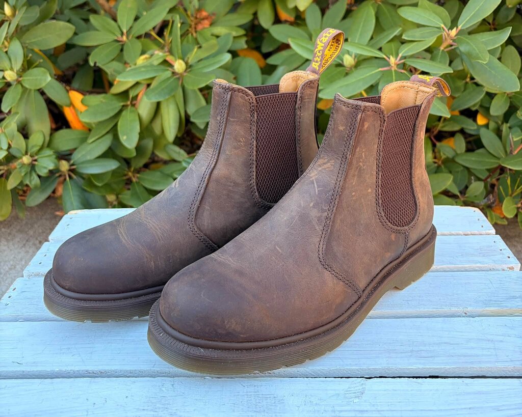 Doc Marten Crazy Horse Leather Chelsea Boots - Size 6