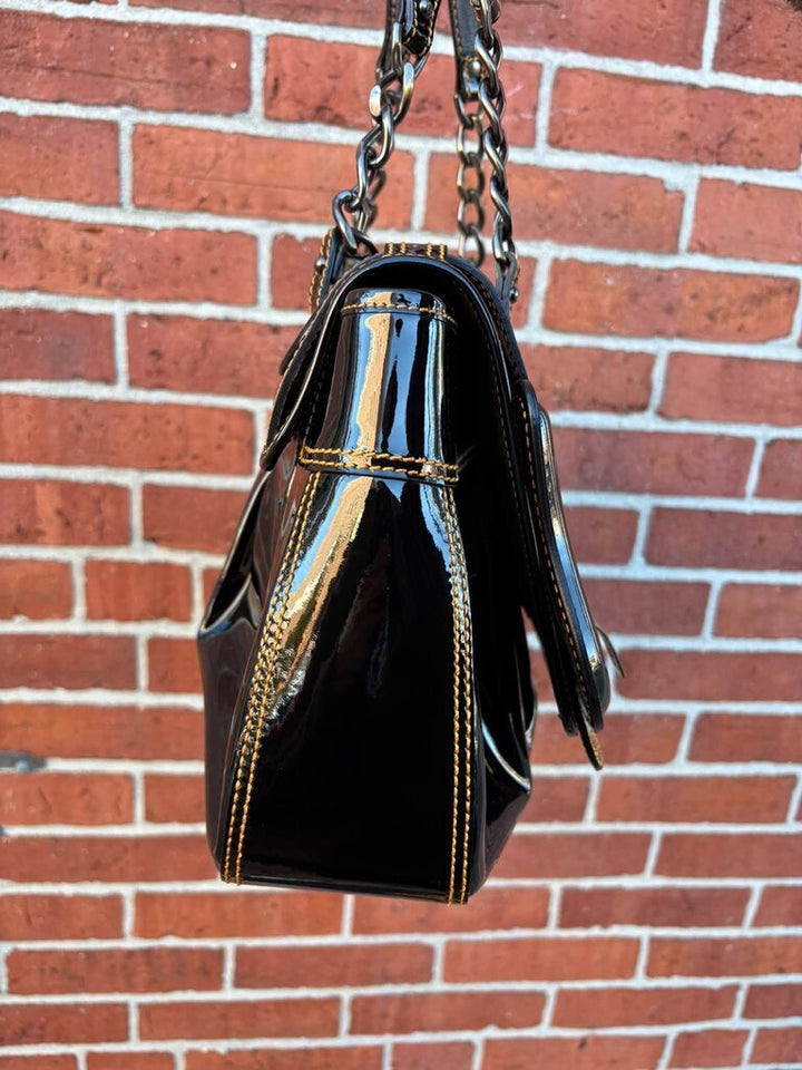 Fendi B Patent Leather Shoulder Bag