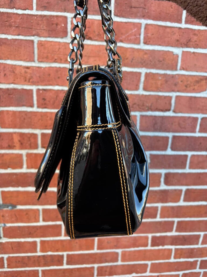 Fendi B Patent Leather Shoulder Bag