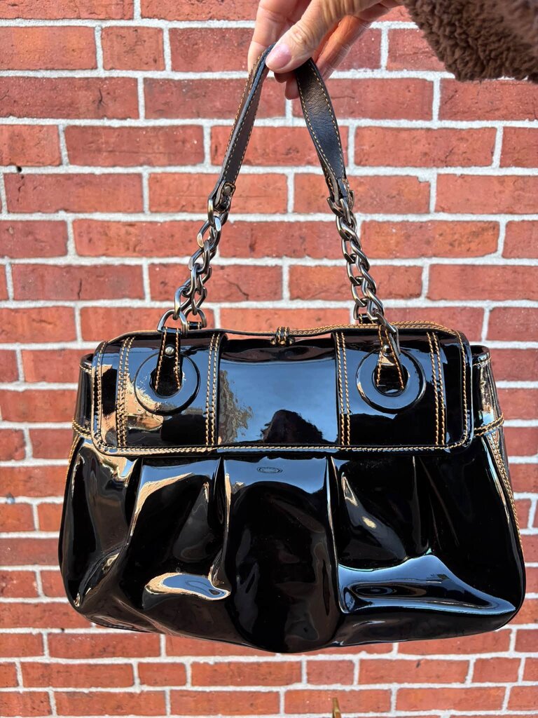 Fendi B Patent Leather Shoulder Bag