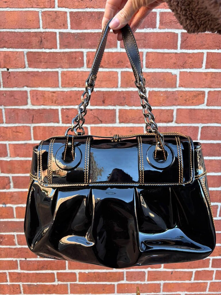 Fendi B Patent Leather Shoulder Bag