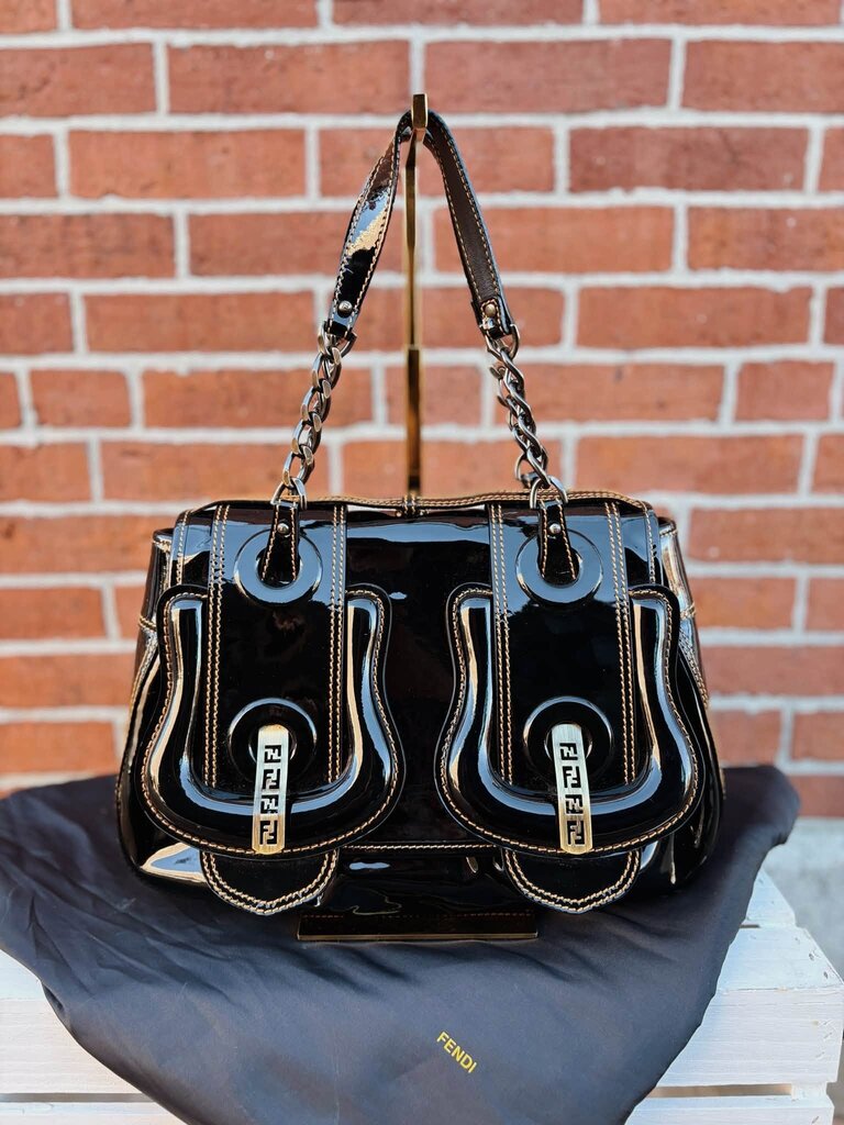 Fendi B Patent Leather Shoulder Bag