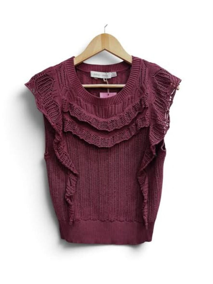 Bishop + Young Ruffle Knit Top - Size Medium