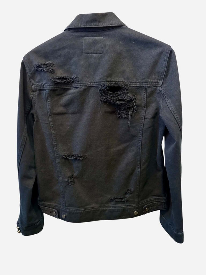 Paige Distressed Black Denim Jacket - Size Large