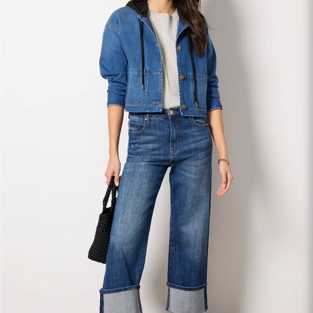 Evereve Denim Hooded Jacket - Size Small
