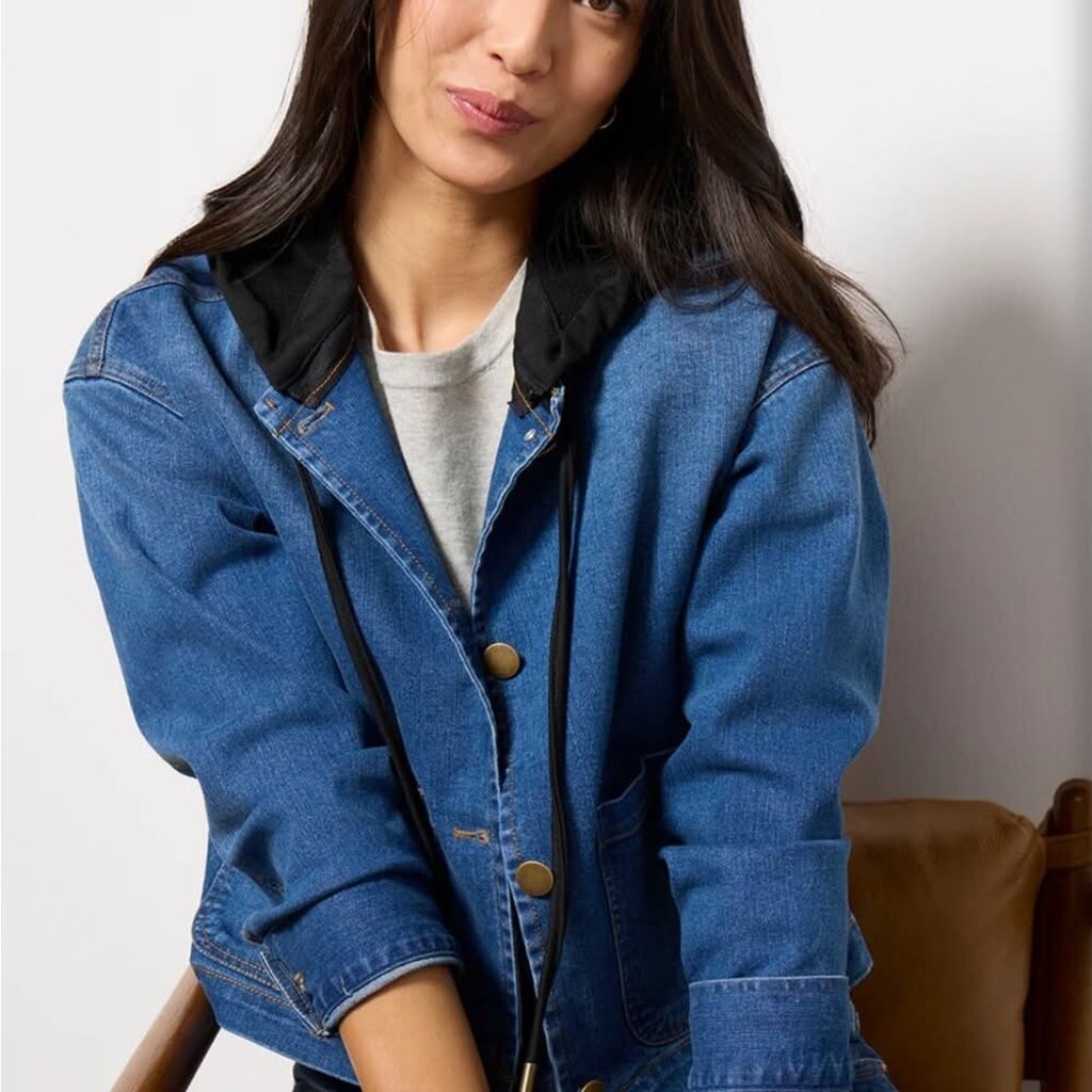 Evereve Denim Hooded Jacket - Size Small