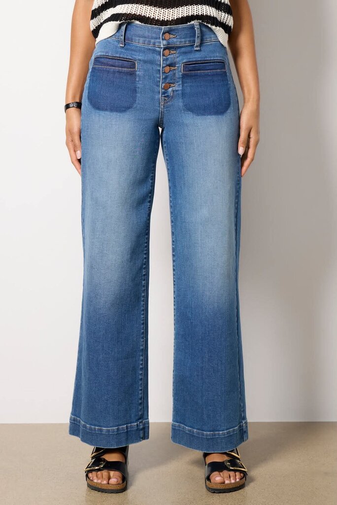 Evereve Reworked Patch Pocket Wide Leg Jeans - Size 27 (Retails for $158)
