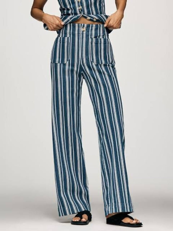 Maeve The Collette Striped Wide Leg Trousers - Size 26