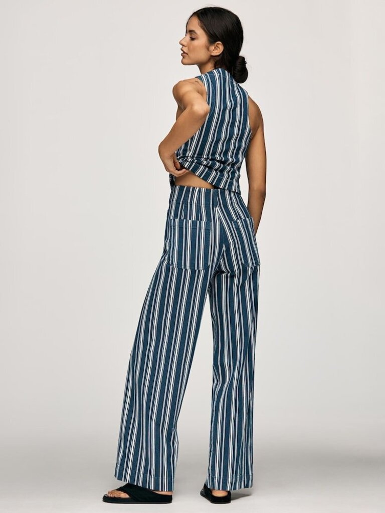 Maeve The Collette Striped Wide Leg Trousers - Size 26