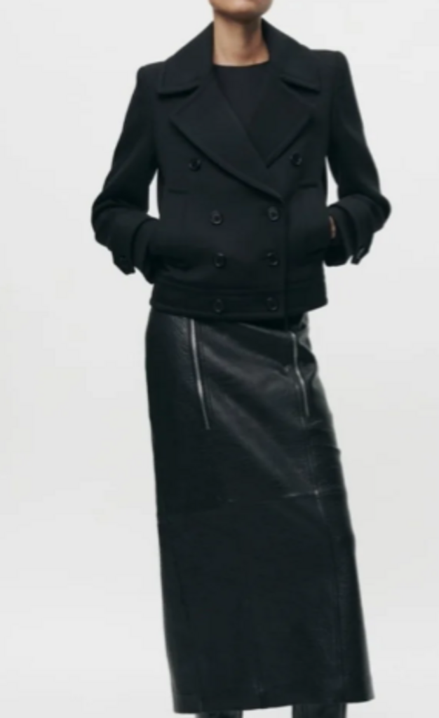 Zara ZW Collection Double Breasted Wool Blend Jacket - Size XS