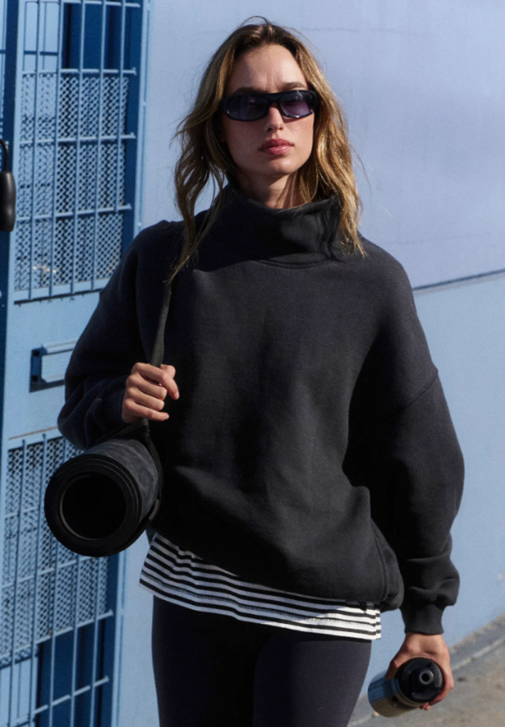 Free People A Cut Above Mock Neck Pullover Sweatshirt - Size XL (Retails for $128)