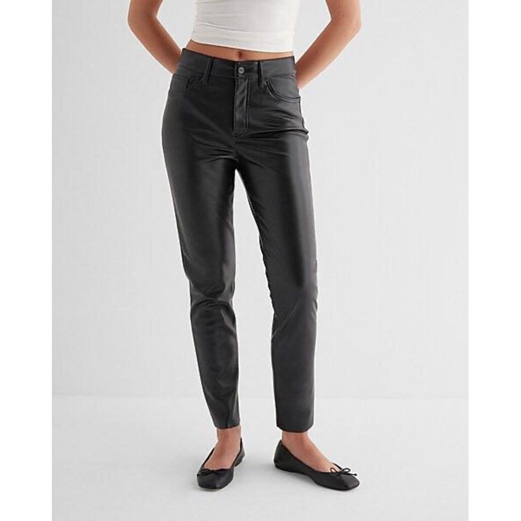 Express High Waisted Faux Leather '90s Skinny Pant - Size 6
