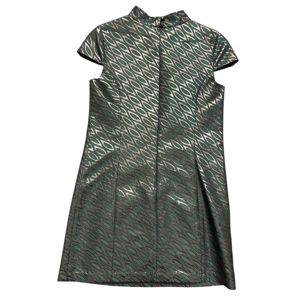 Tibi Green Shimmer Cap Sleeve Dress - Size 4