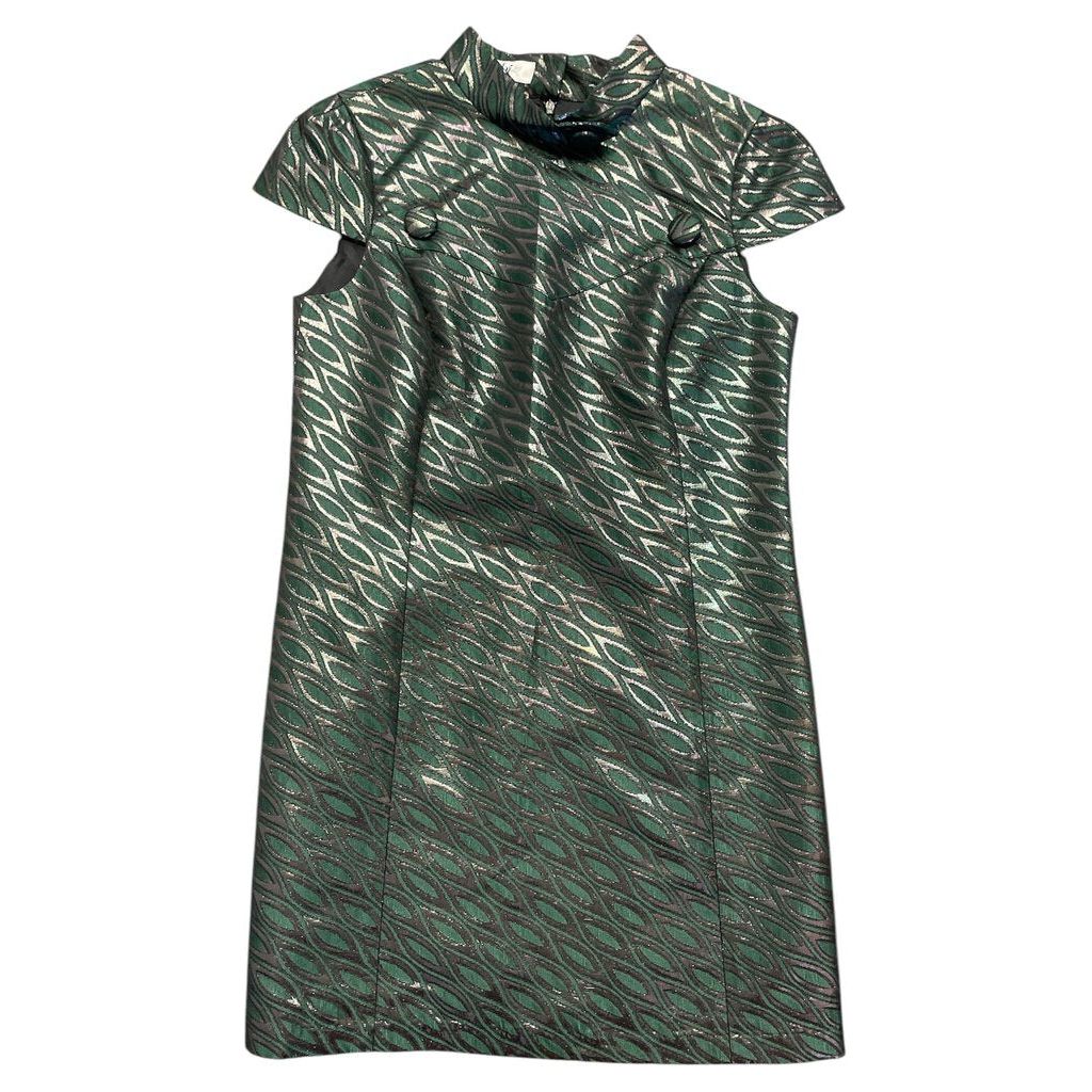 tibi green dress Pliss Midi Dress