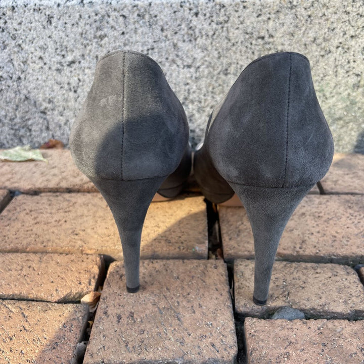 Prada Grey Suede Round Toe Pumps - Size 40