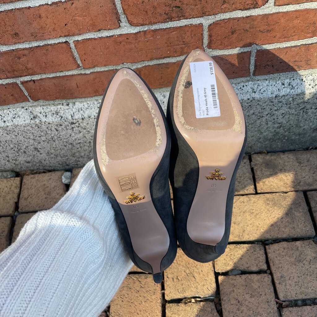 Prada Grey Suede Round Toe Pumps - Size 40