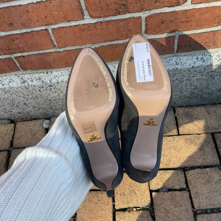 Prada Grey Suede Round Toe Pumps - Size 40