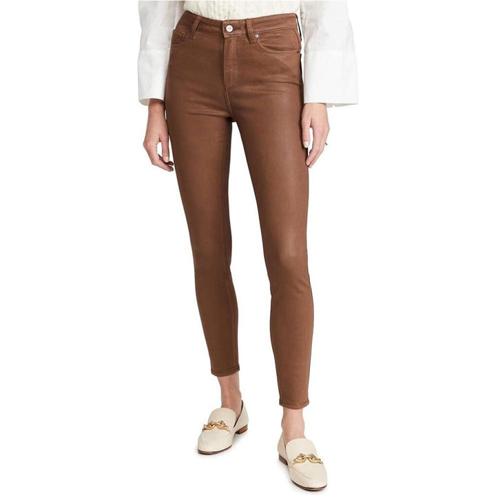 Paige Hoxton Ankle Skinny Jeans in Cognac Luxe Coating - Size 27