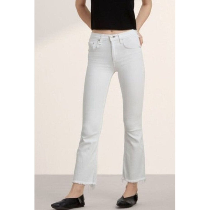 Rag & Bone Crop Flare Jeans in Bright White - Size 25