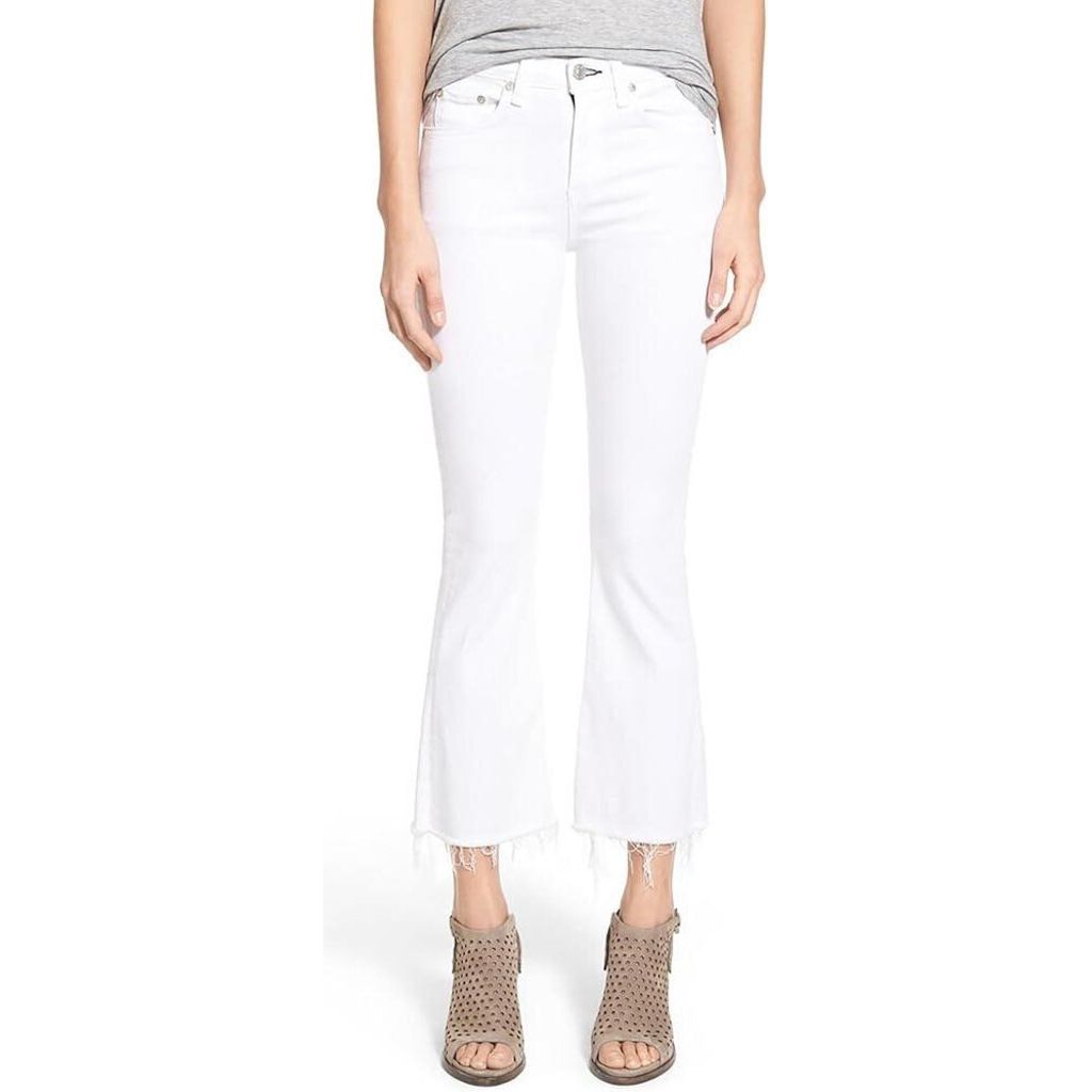 Rag & Bone Crop Flare Jeans in Bright White - Size 25
