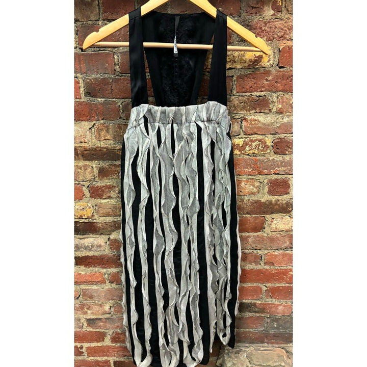 Poleci Striped Black & White Mini Dress - Size 4