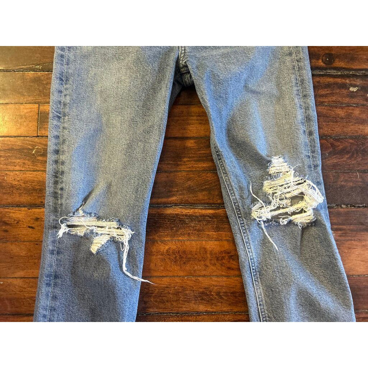 Agolde Riley High Rise Straight Crop Jean in Whiplash Distressed - Size 27