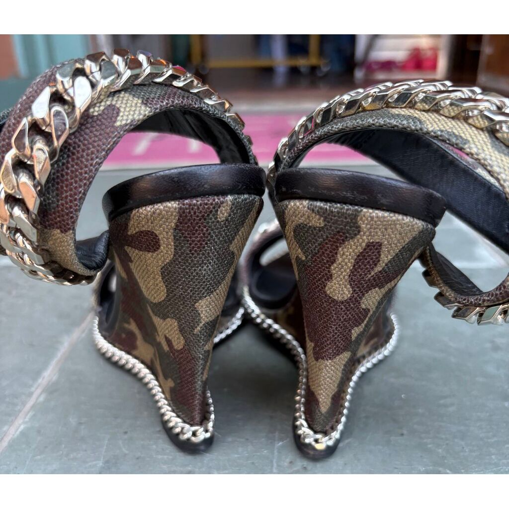 Giuseppe Zanotti Camo Chain Wedge Sandals - Size 40